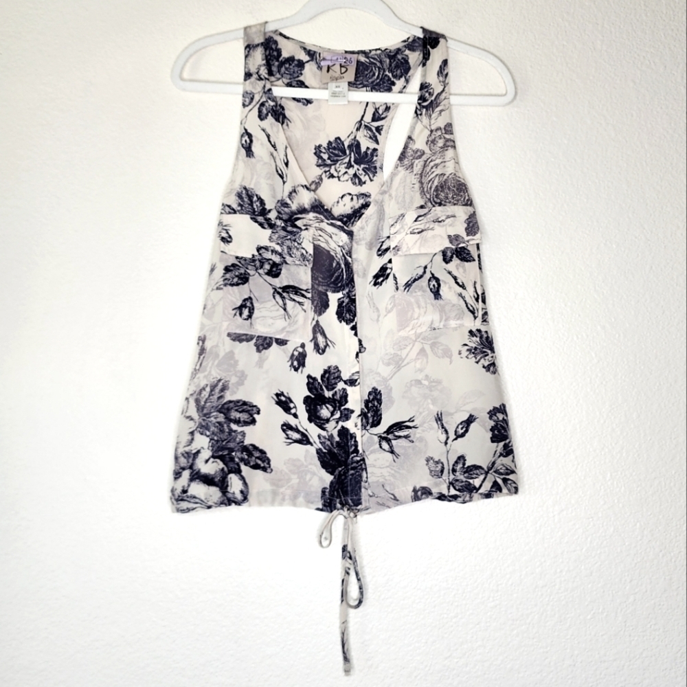 Rory Beca Blue Floral Silk Blouse XS